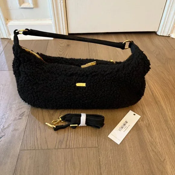 Hammitt Black Sherpa Shearling Becker Shoulder Crossbody Bag EUC - Picture 4 of 9